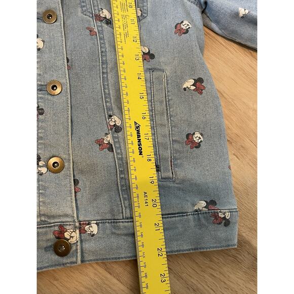 Disney Parks Jacket Womens XS Blue Minnie Mouse All Over Print Jean Denim - Picture 4 of 9